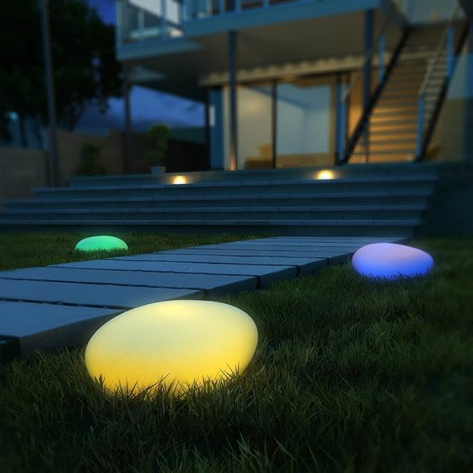 GlowPebble - Solarbetriebene Stein-Design LED Wegbeleuchtung