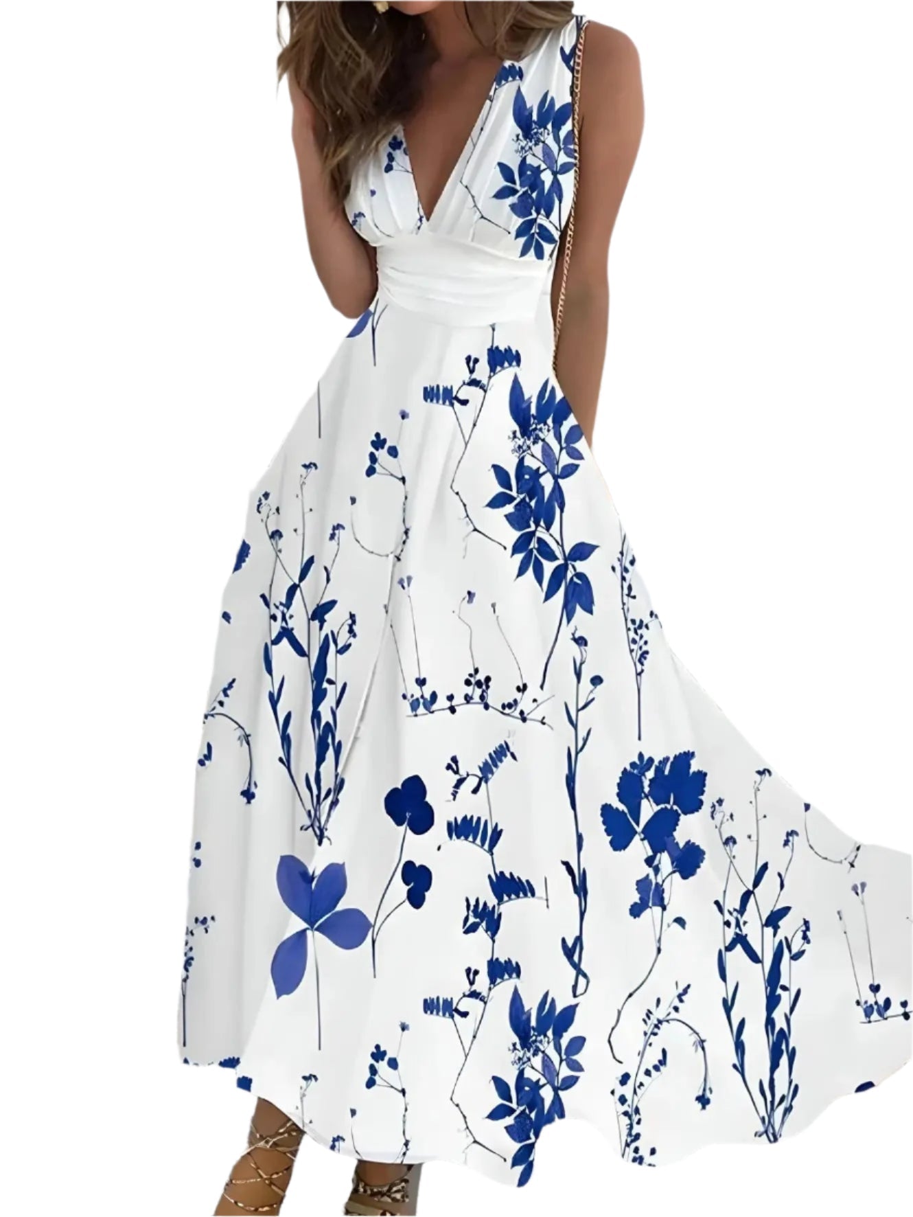 Seraphine - Blumenmuster V-Ausschnitt Kleid