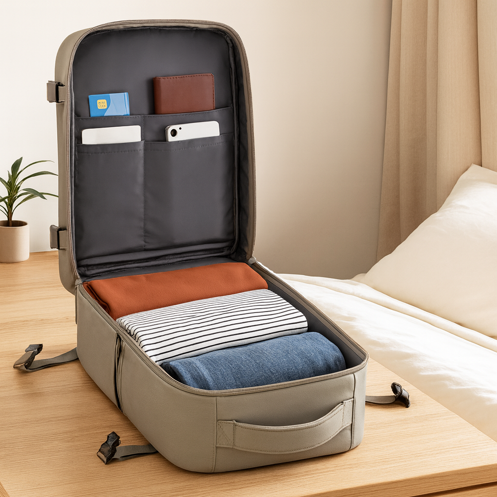 Handgepäck-Rucksack 40 x 20 x 25 – Passt in die Ryanair-Freigepäckmenge für unter den Sitz