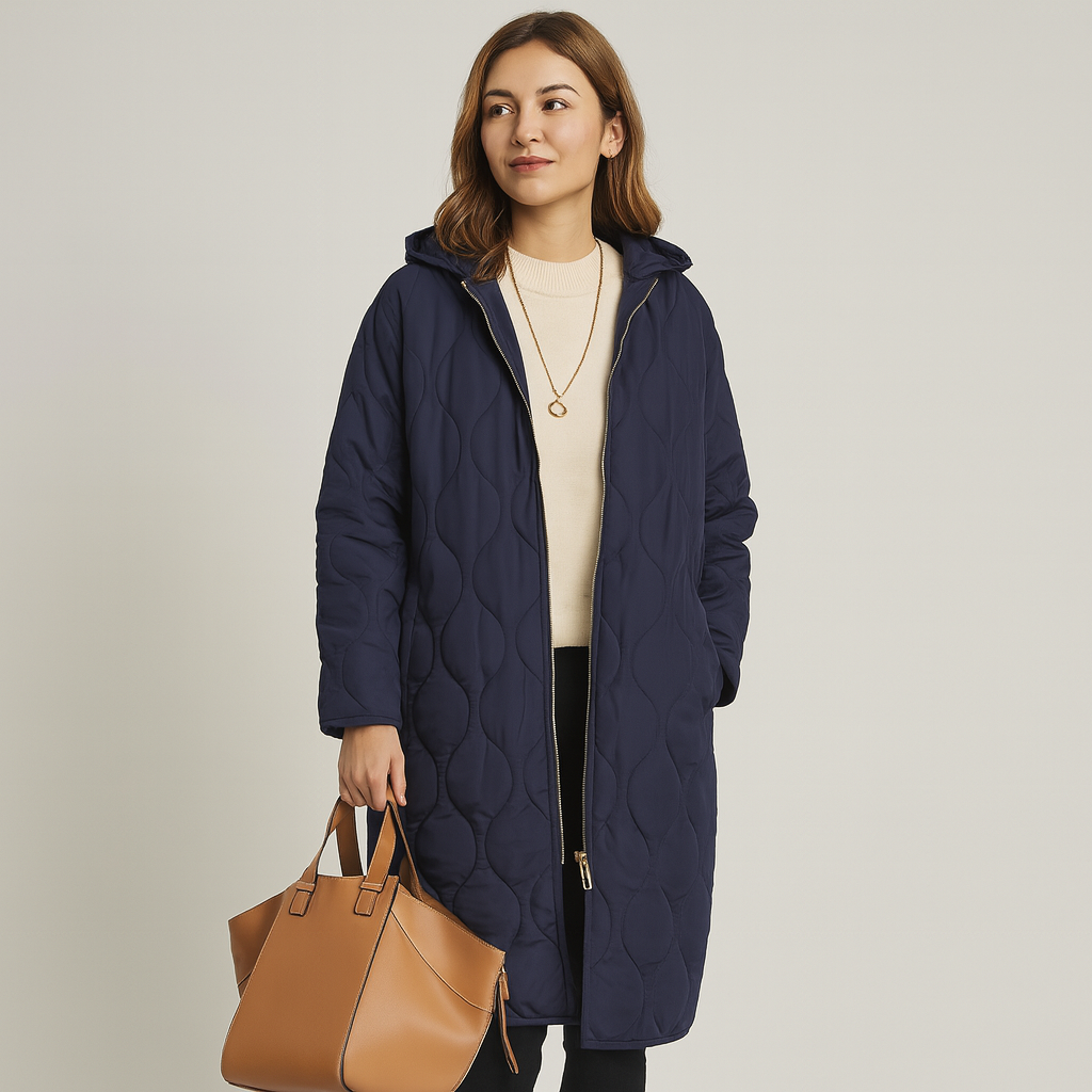 Lorelei | Chaqueta de invierno acolchada para mujer talla grande con capucha y cremallera práctica