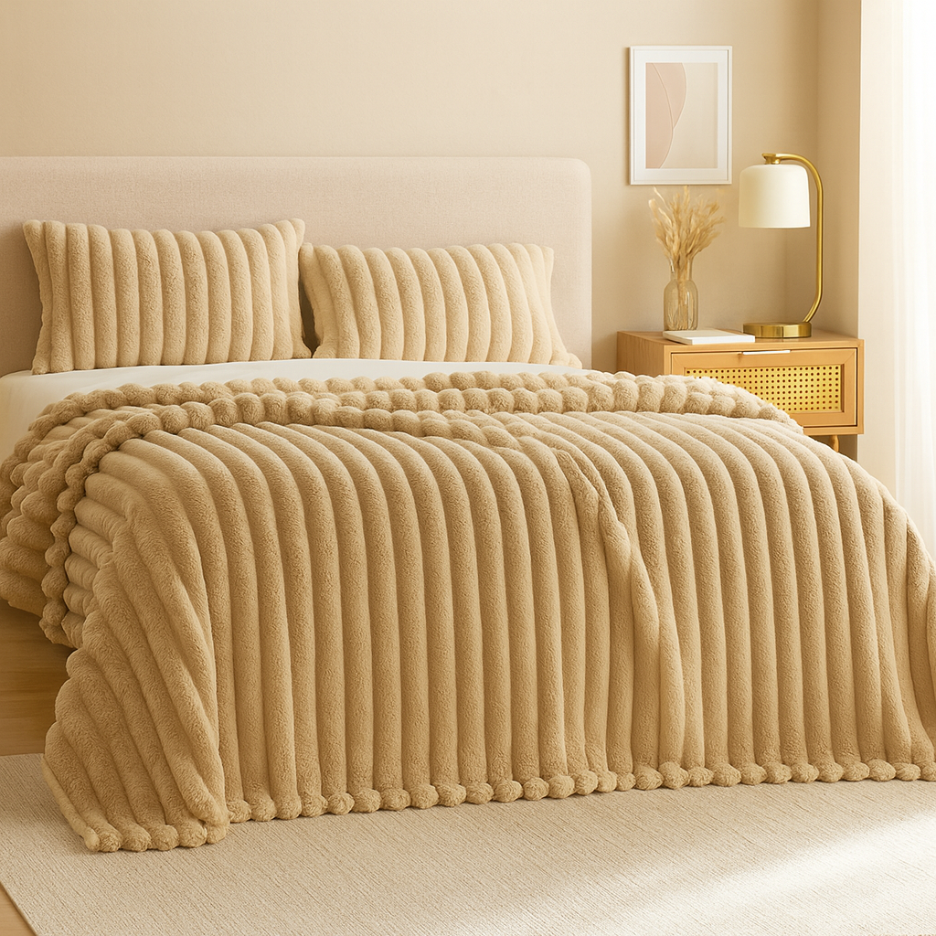 Aurevia | Manta de franela con cordón y aspecto de piel suave