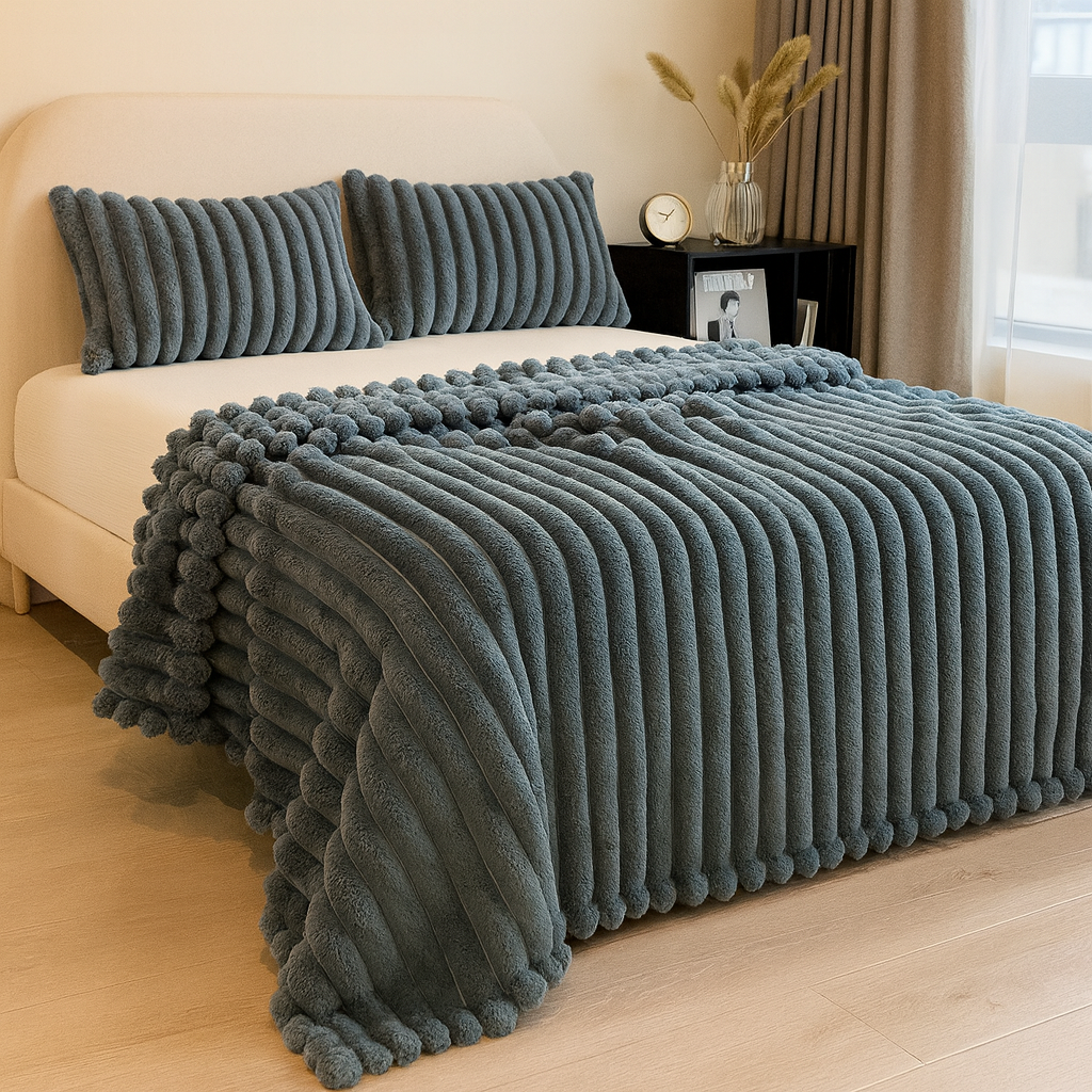 Aurevia | Manta de franela con cordón y aspecto de piel suave