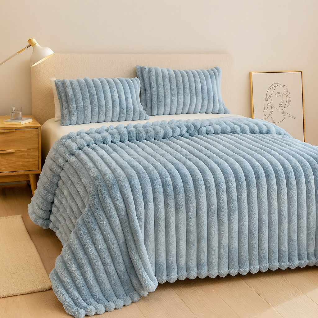 Aurevia | Manta de franela con cordón y aspecto de piel suave