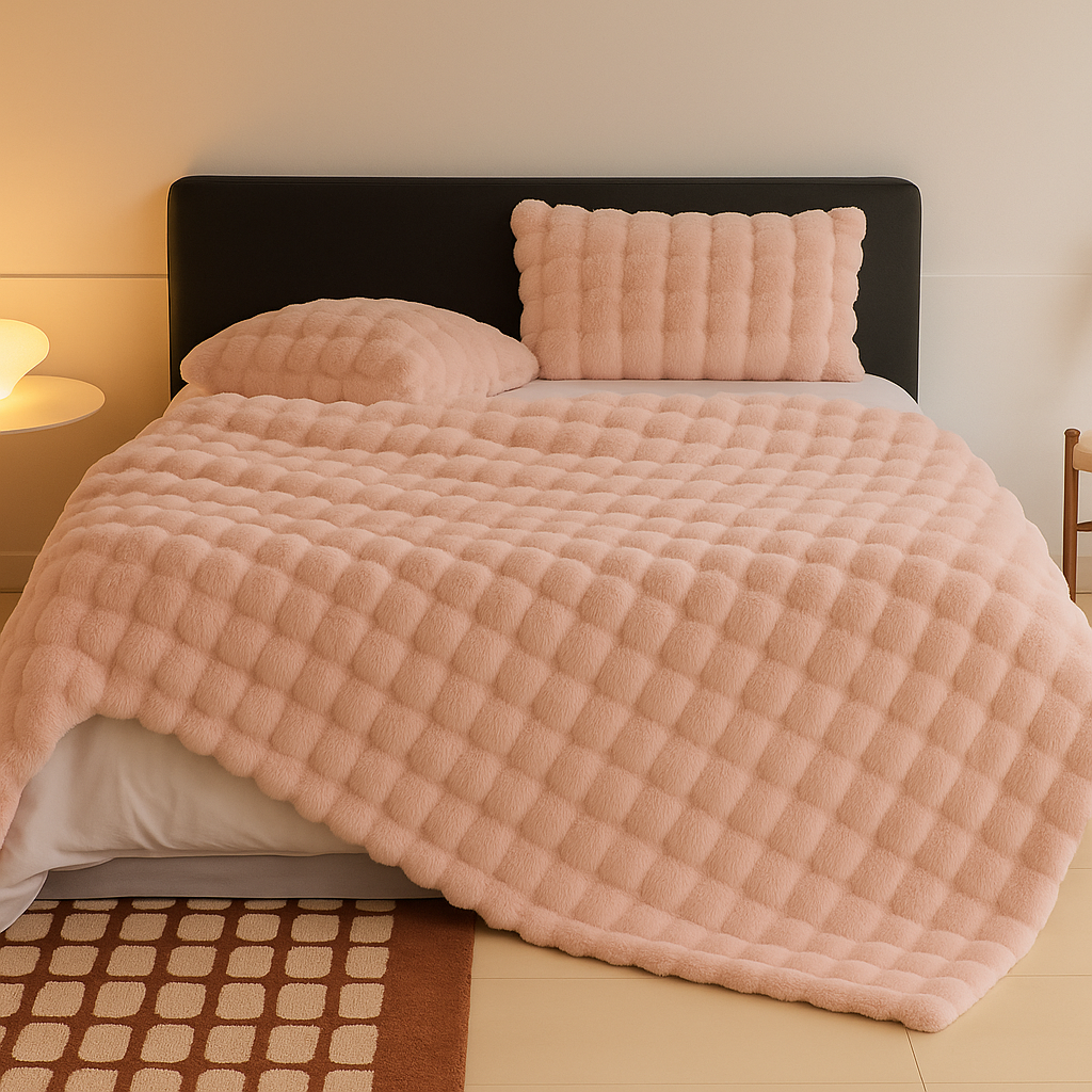 Calyra | Manta acogedora con estructura de burbujas suave