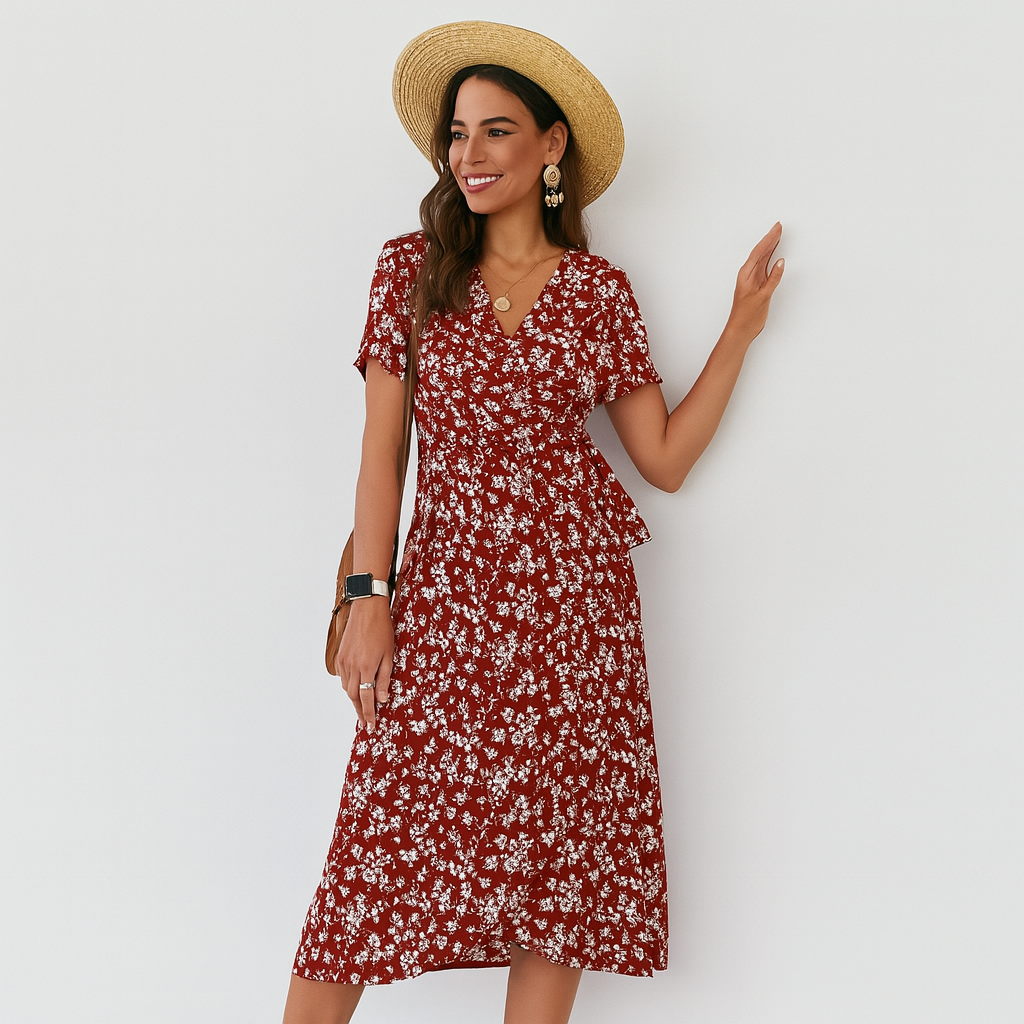 Midikleid – Bohemischer Blumendesign für everyday Komfort
