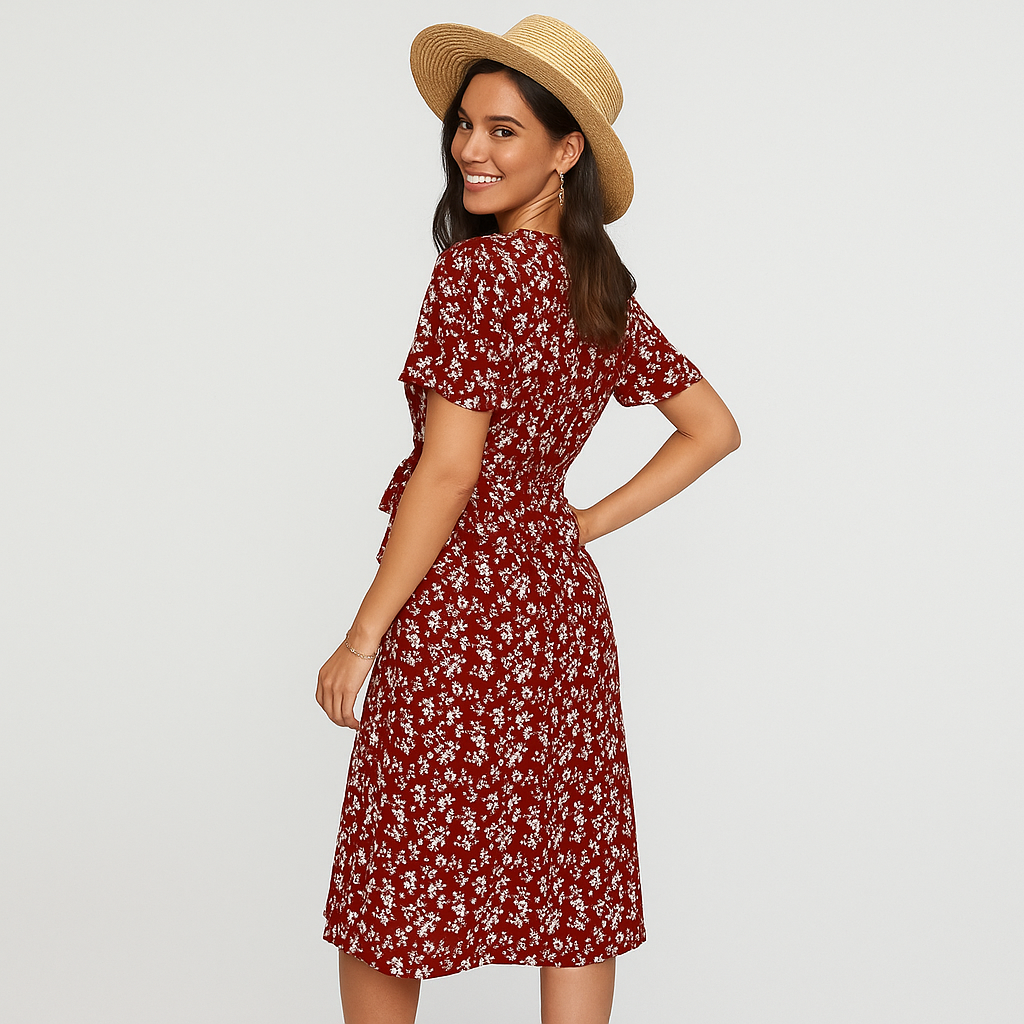 Midikleid – Bohemischer Blumendesign für everyday Komfort