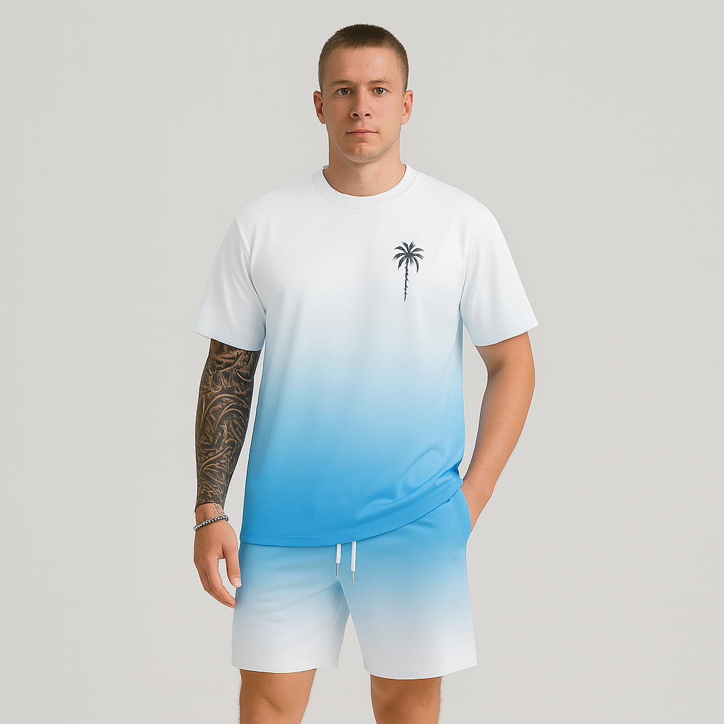 Herren Sommer Casual Set – Kurzarm Rundhalsausschnitt & Shorts mit 3D HD Digitaldruck