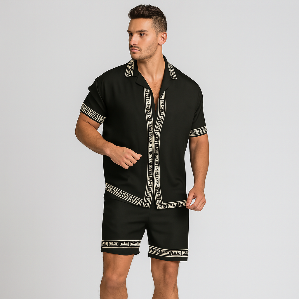 Lässiges Sommer-Outfit für Herren – Hemd mit Reverskragen und Shorts mit elastischem Bund