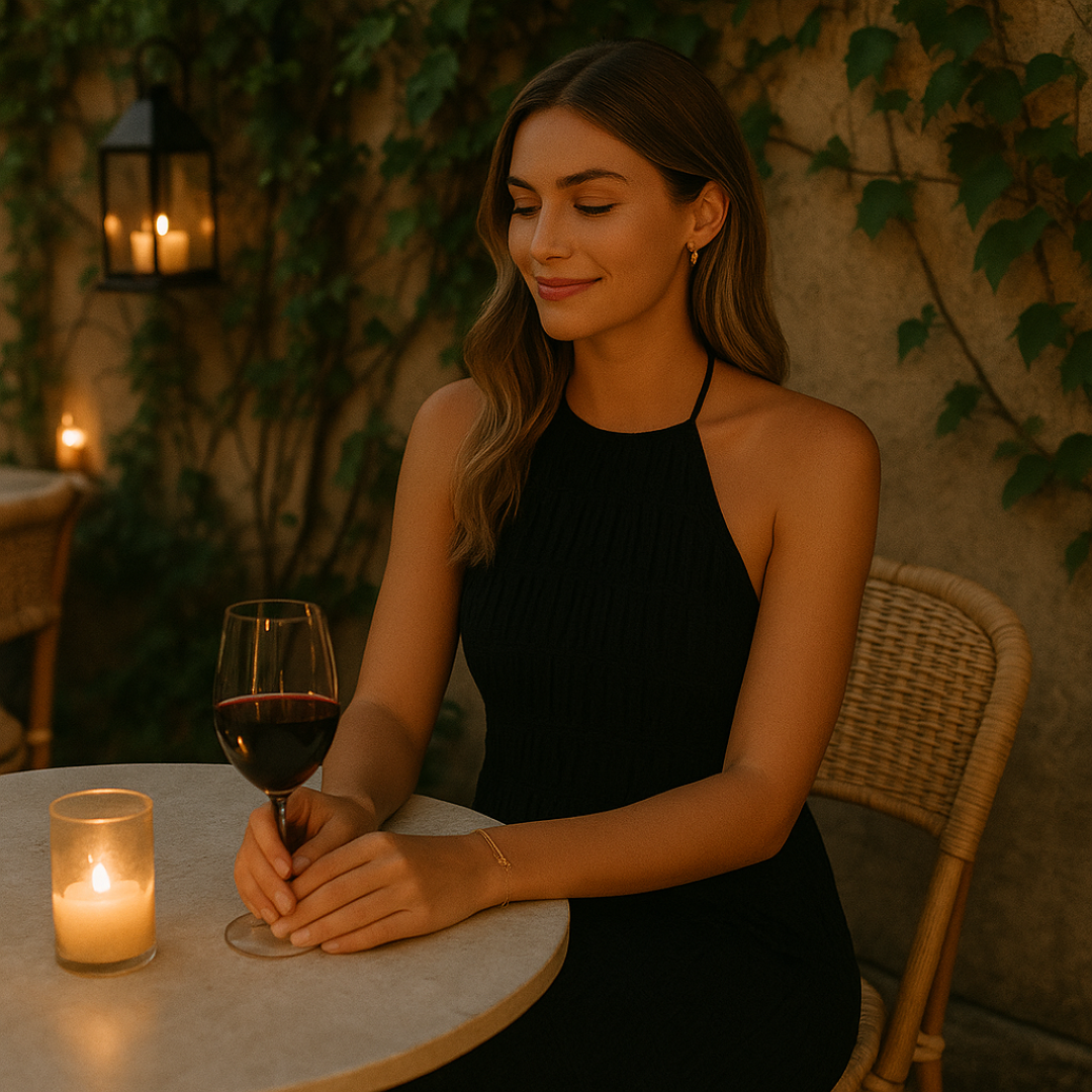 Vera - Lang wrapkjole med patchworkdetaljer