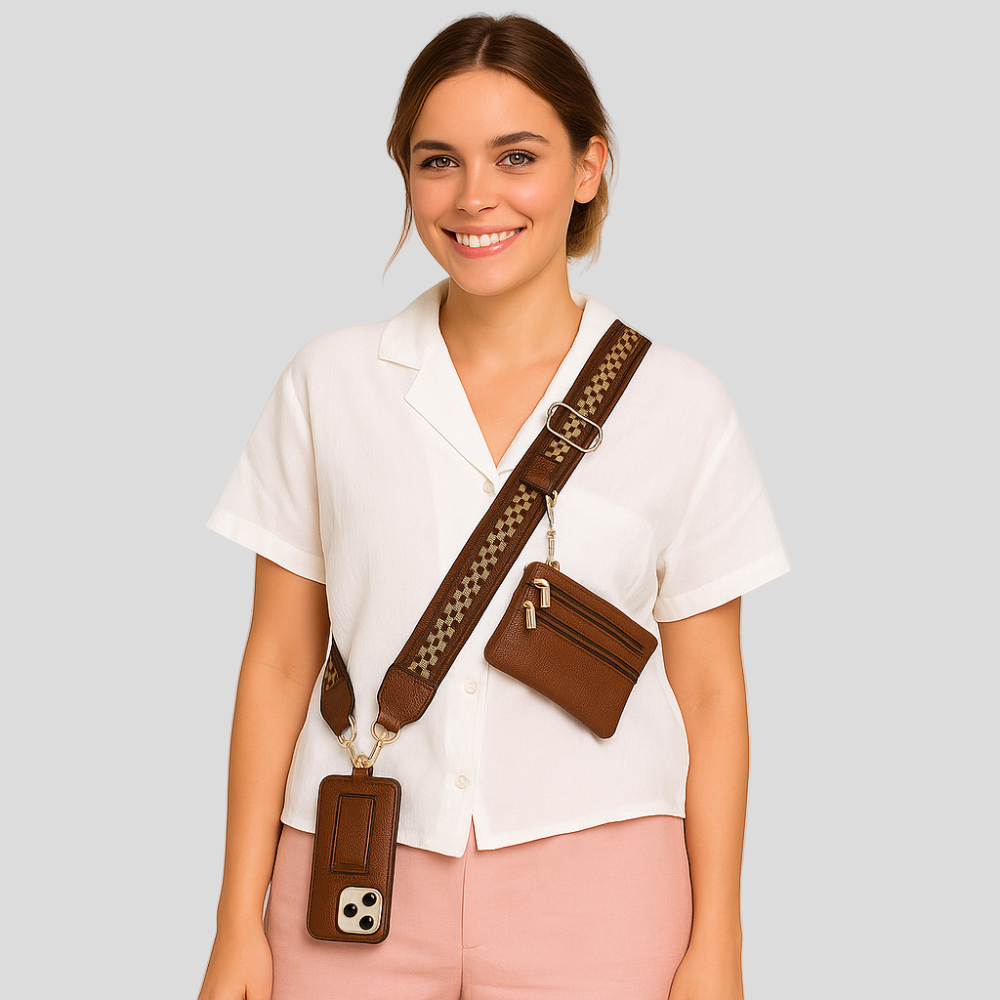 SecureZip | Soporte de teléfono cruzado elegante con billetera