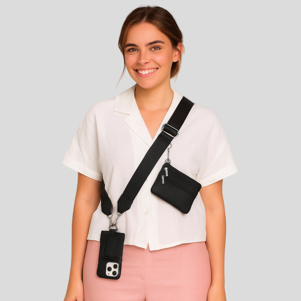 SecureZip | Soporte de teléfono cruzado elegante con billetera