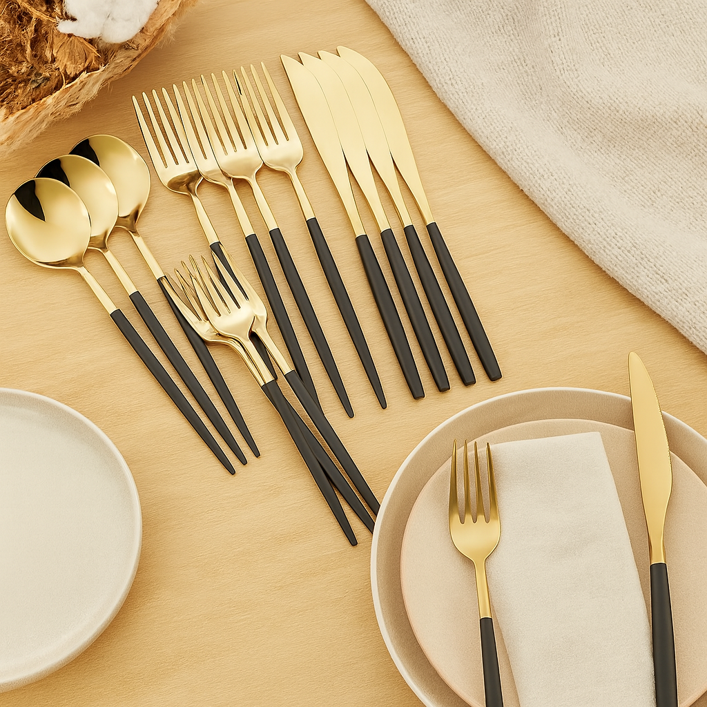 Sterling | Juego de cubiertos de acero inoxidable dorado de 30 piezas