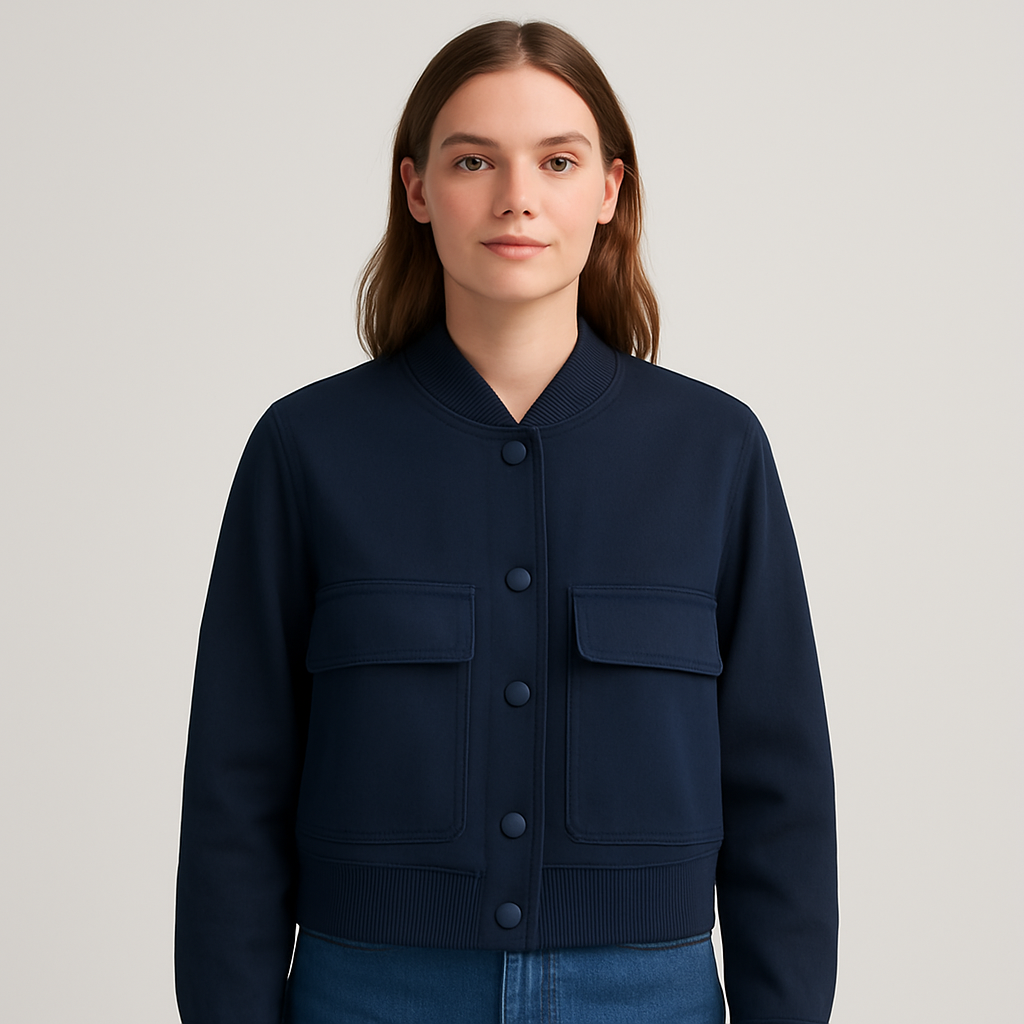 Beiger luftiger Bomberjacke für Damen – Lässig und bequemes Erscheinungsbild
