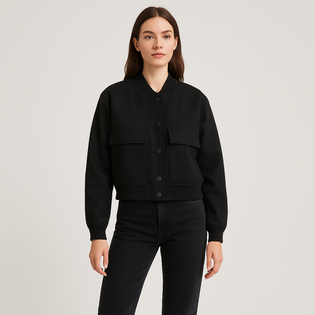 Beiger luftiger Bomberjacke für Damen – Lässig und bequemes Erscheinungsbild