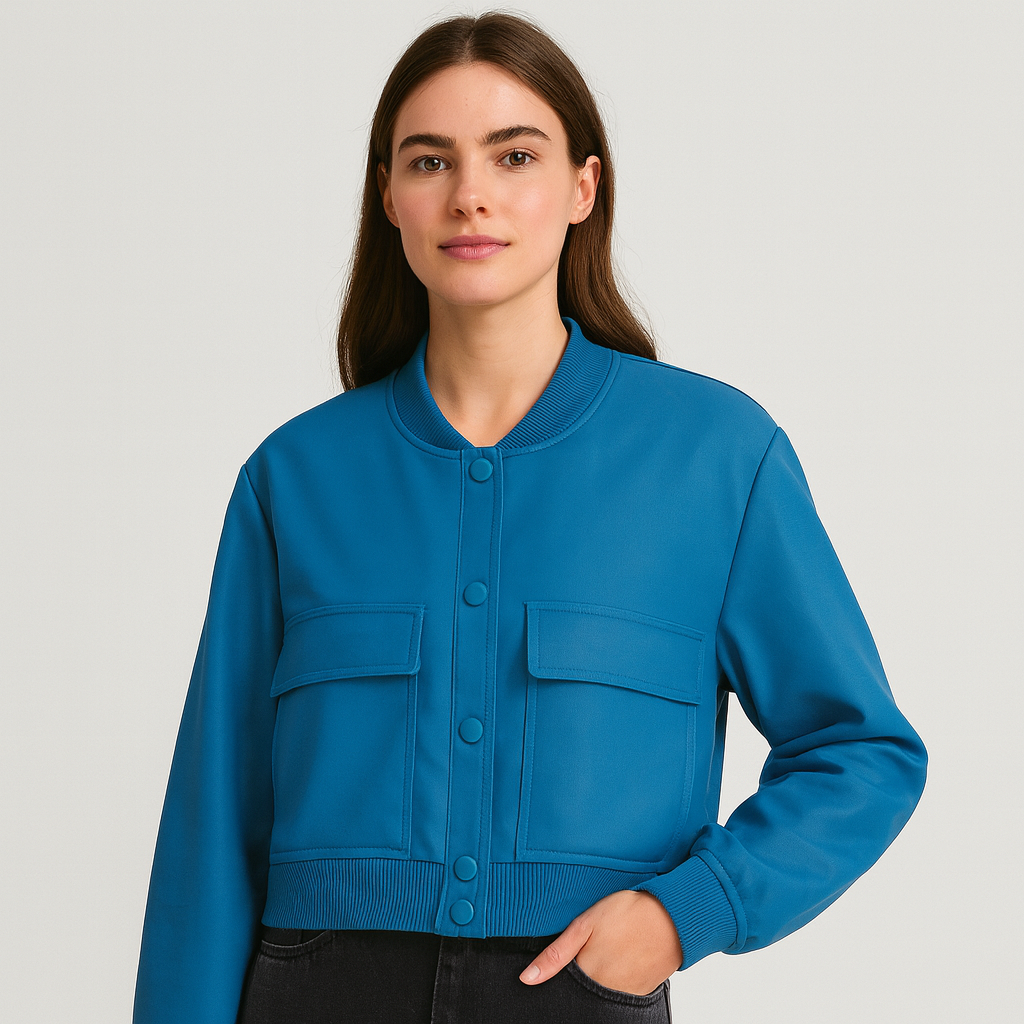 Beiger luftiger Bomberjacke für Damen – Lässig und bequemes Erscheinungsbild