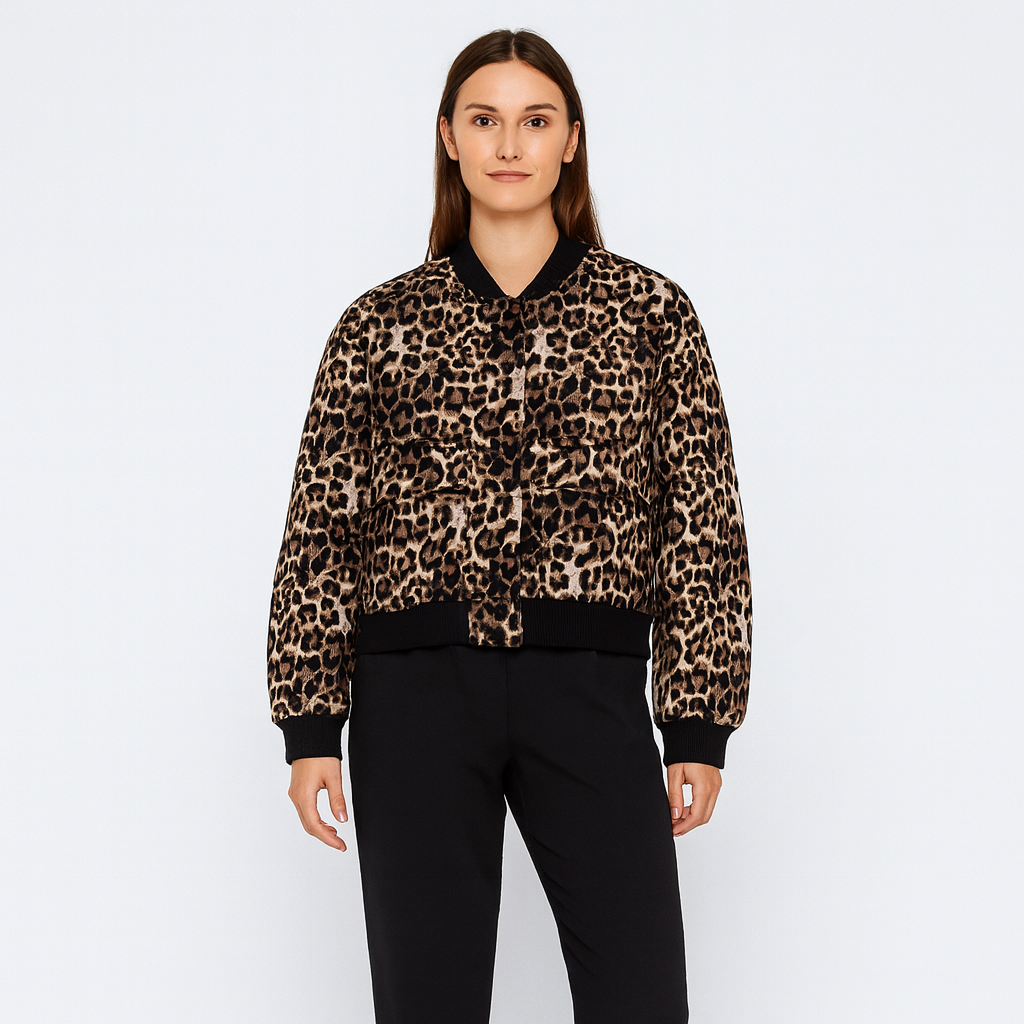 Beiger luftiger Bomberjacke für Damen – Lässig und bequemes Erscheinungsbild