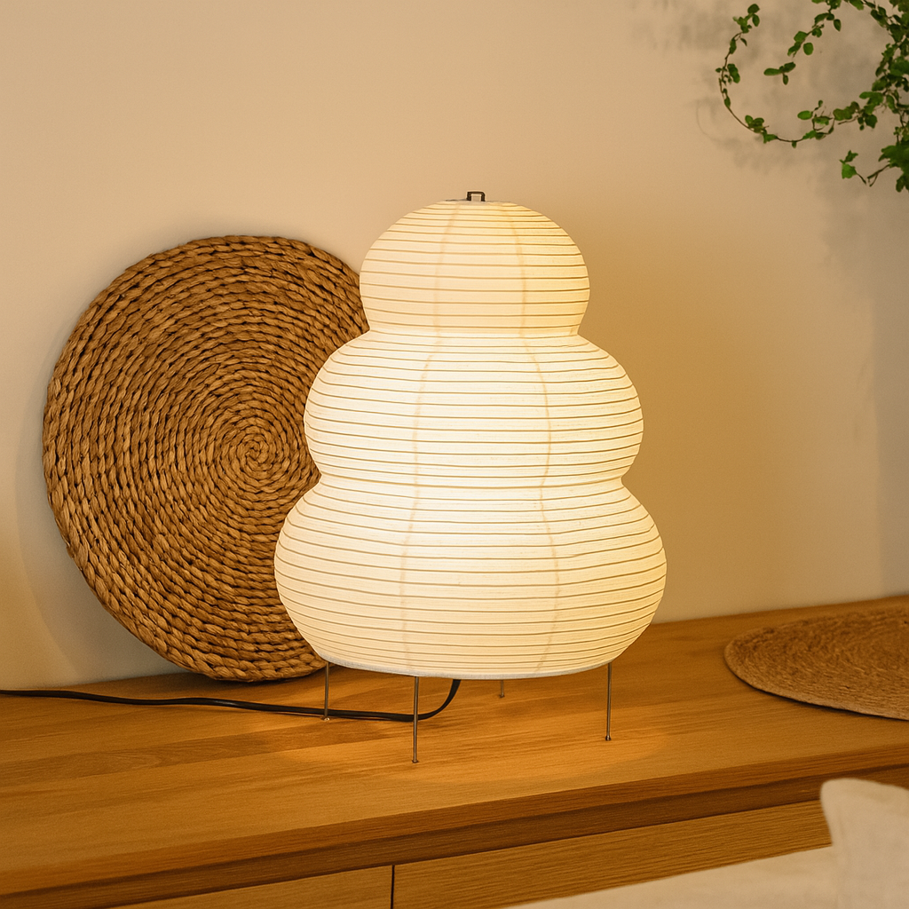 WabiLume Künstlerisches Reispapier Stehlampe – Verstellbare Wabi-Sabi Stil Beleuchtung für moderne Innenräume