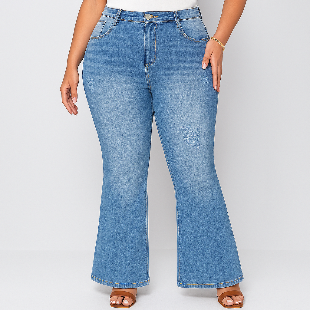 Marie – Damen-Jeans mit hohem Bund und Schlag – Klassische Passform aus Stretch-Denim