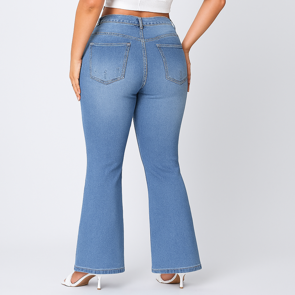 Marie – Damen-Jeans mit hohem Bund und Schlag – Klassische Passform aus Stretch-Denim