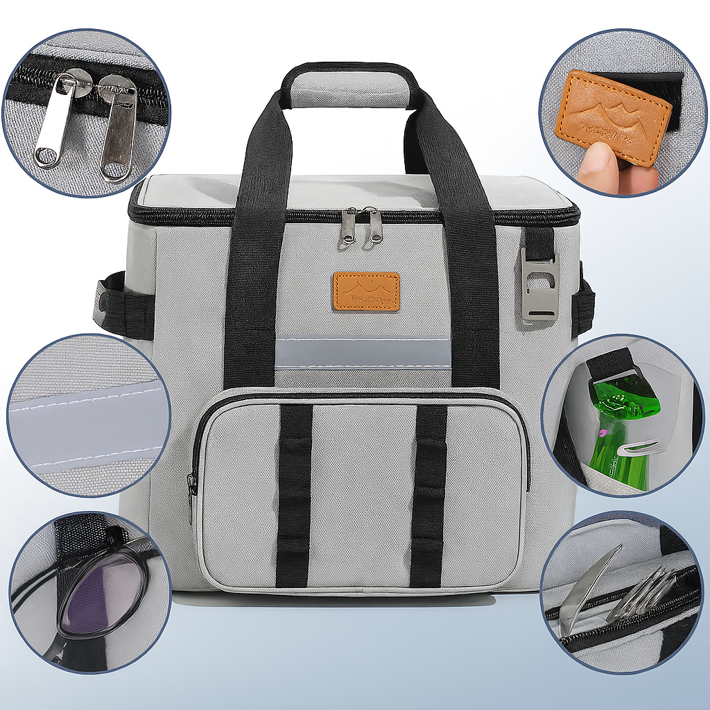 Große, faltbare Kühltasche – Multifunktionale Picknick- & Campingtasche mit mehreren Fächern