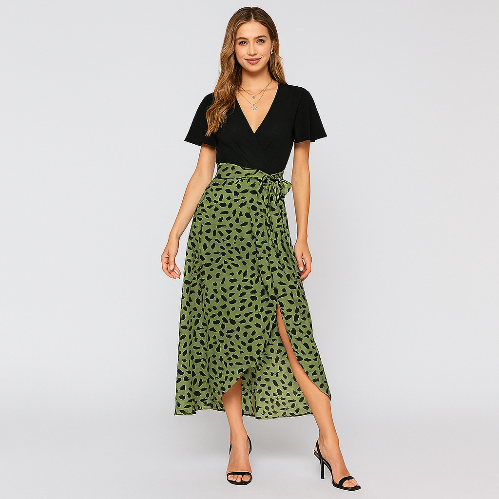 Midikleid – Lockere Passform mit dezenten floralen Details