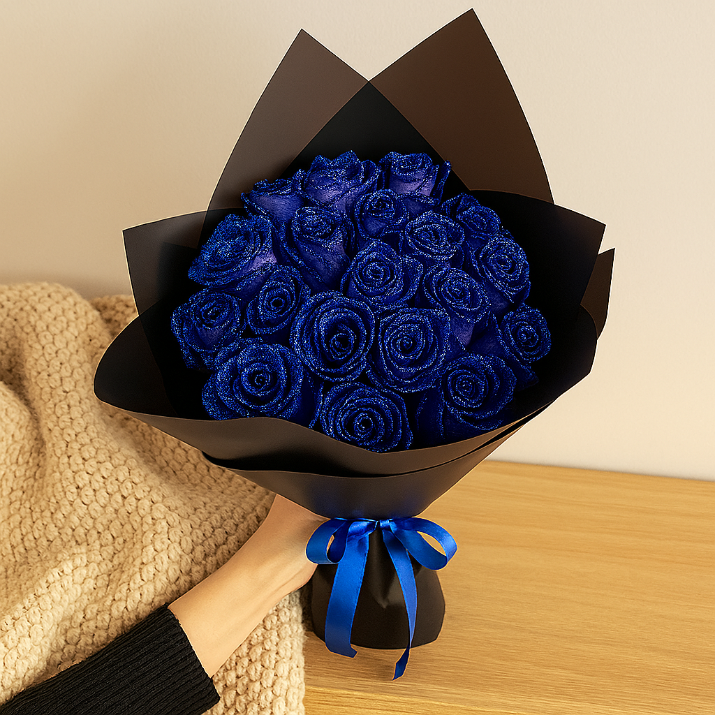 Ewige Rose – Glitzernde Geschenkrose in Glasdom