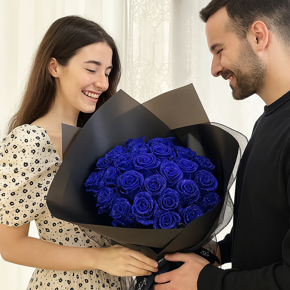 Ewige Rose – Glitzernde Geschenkrose in Glasdom