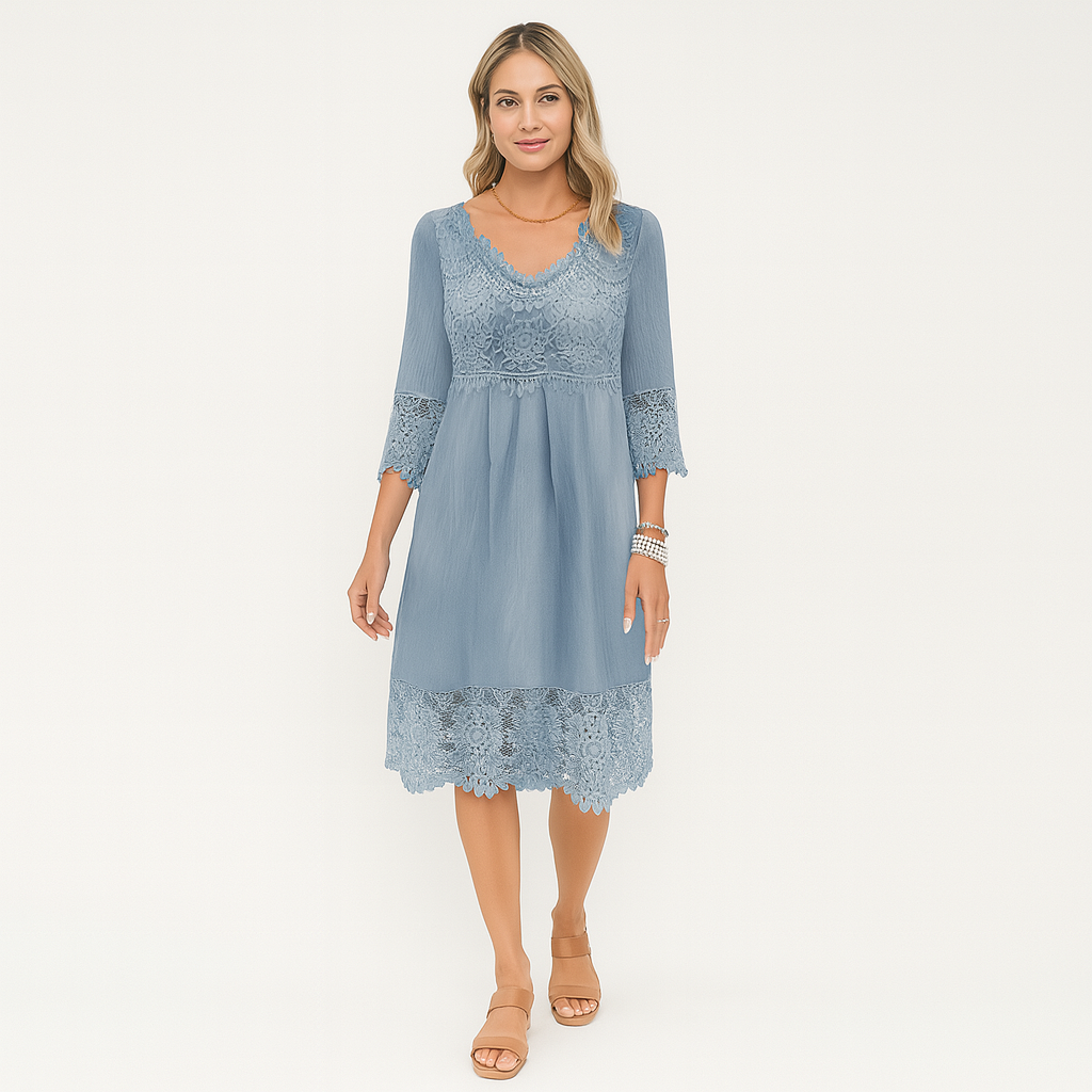 Serena – Vestido midi clásico con escote en V