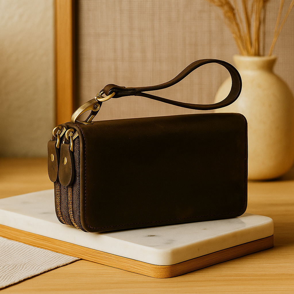 Lange Lederbrieftasche für Männer