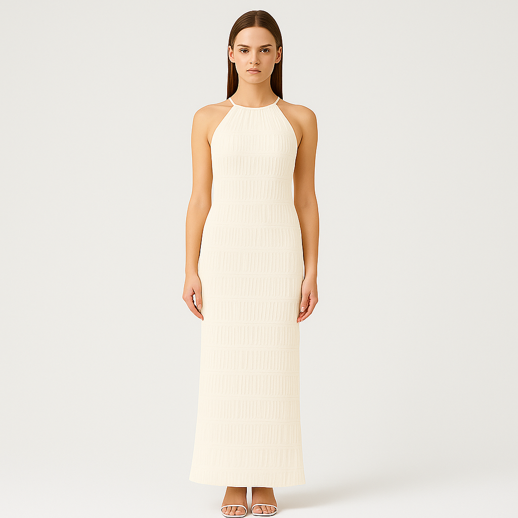 Vera - Lang wrapkjole med patchworkdetaljer