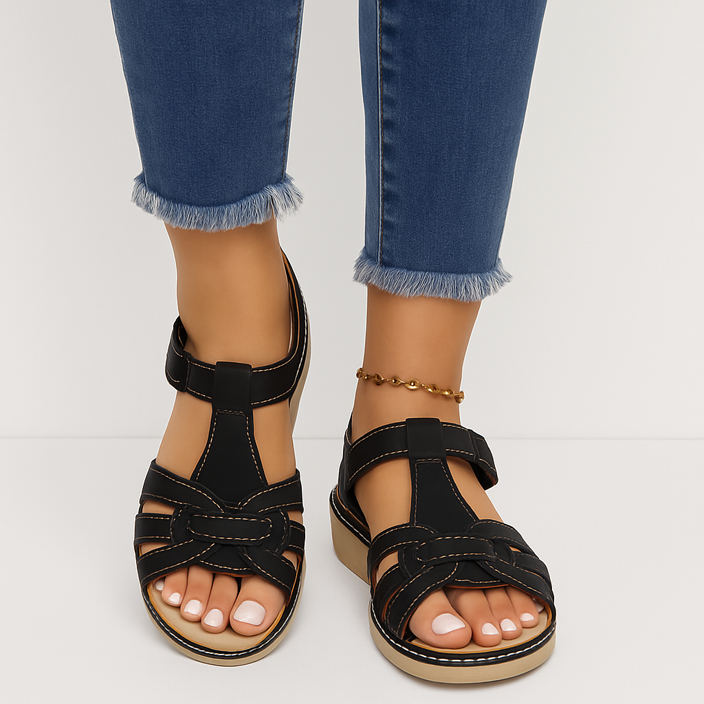Carmela – Komfortable Flatform-Sandalen mit Riemen und Schnalle