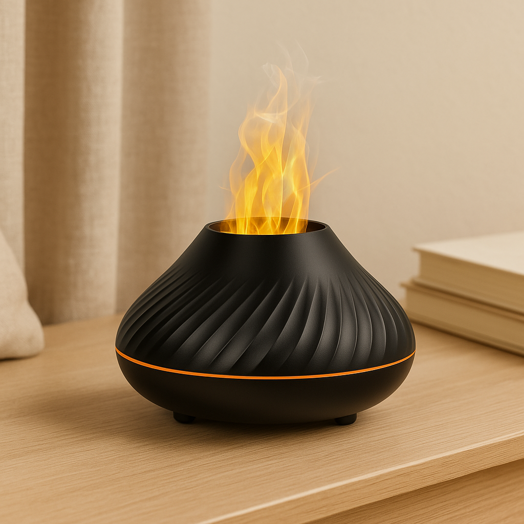 FlameMist Duftspender – USB Ätherische Öllampe mit Vulkanischer Glut