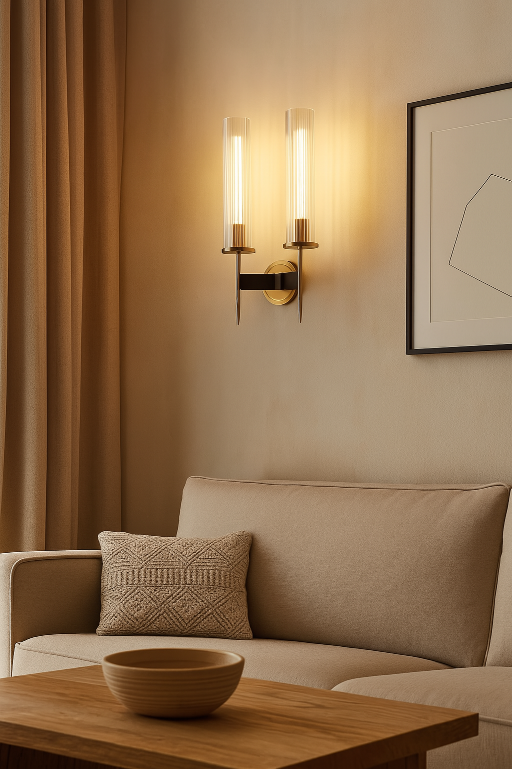 Bronzia – Ribbet Glas und Warmes Kupfer-Finish Moderne Wandleuchte