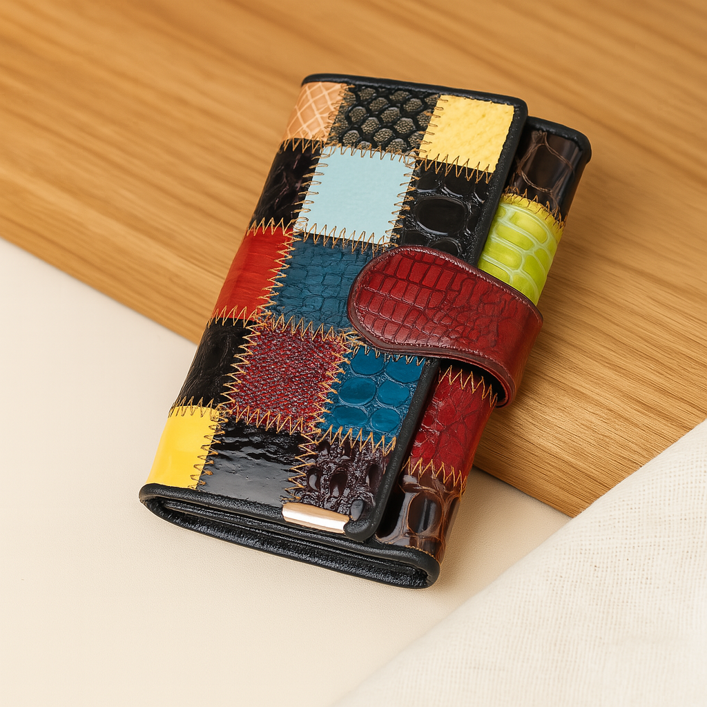 Faelira – Leder-Geldbörse für Damen mit Patchwork-Design