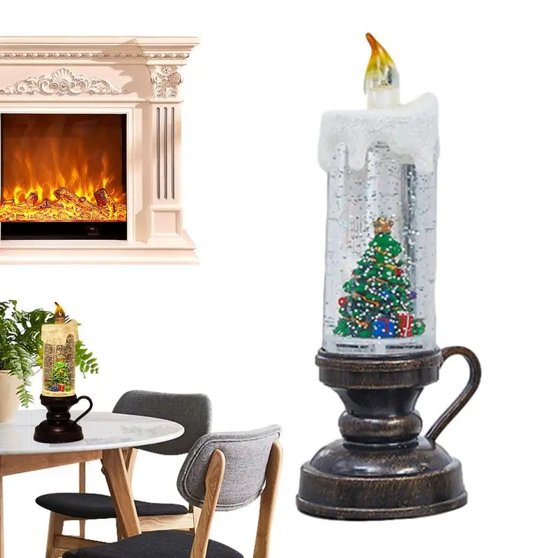 Weihnachtsschnee Flammenlose Stimmungsleuchte mit glitzerndem Schnee