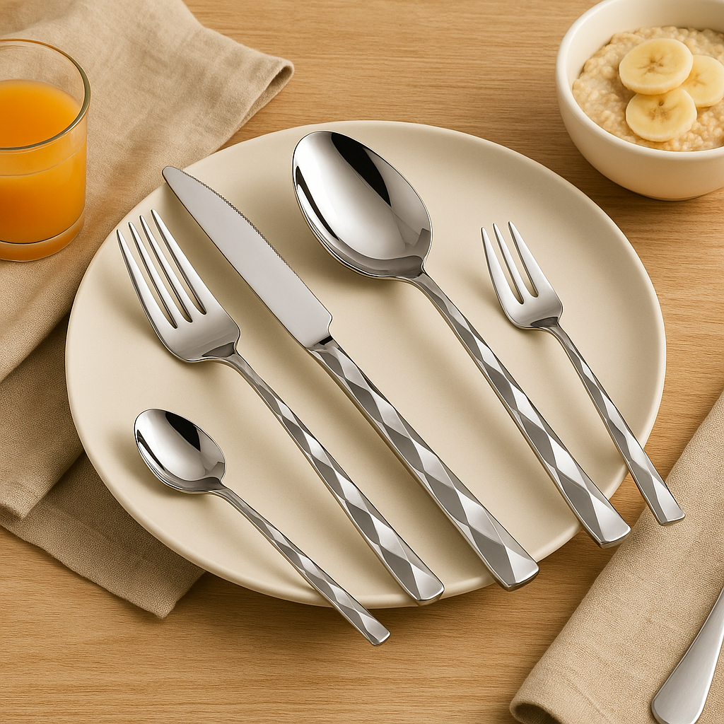 Clara | Juego de vajilla de lujo de 30 piezas de acero inoxidable