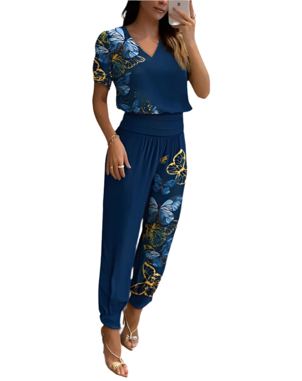 Stephanie - Bunte Jumpsuit mit Schmetterlingsdruck