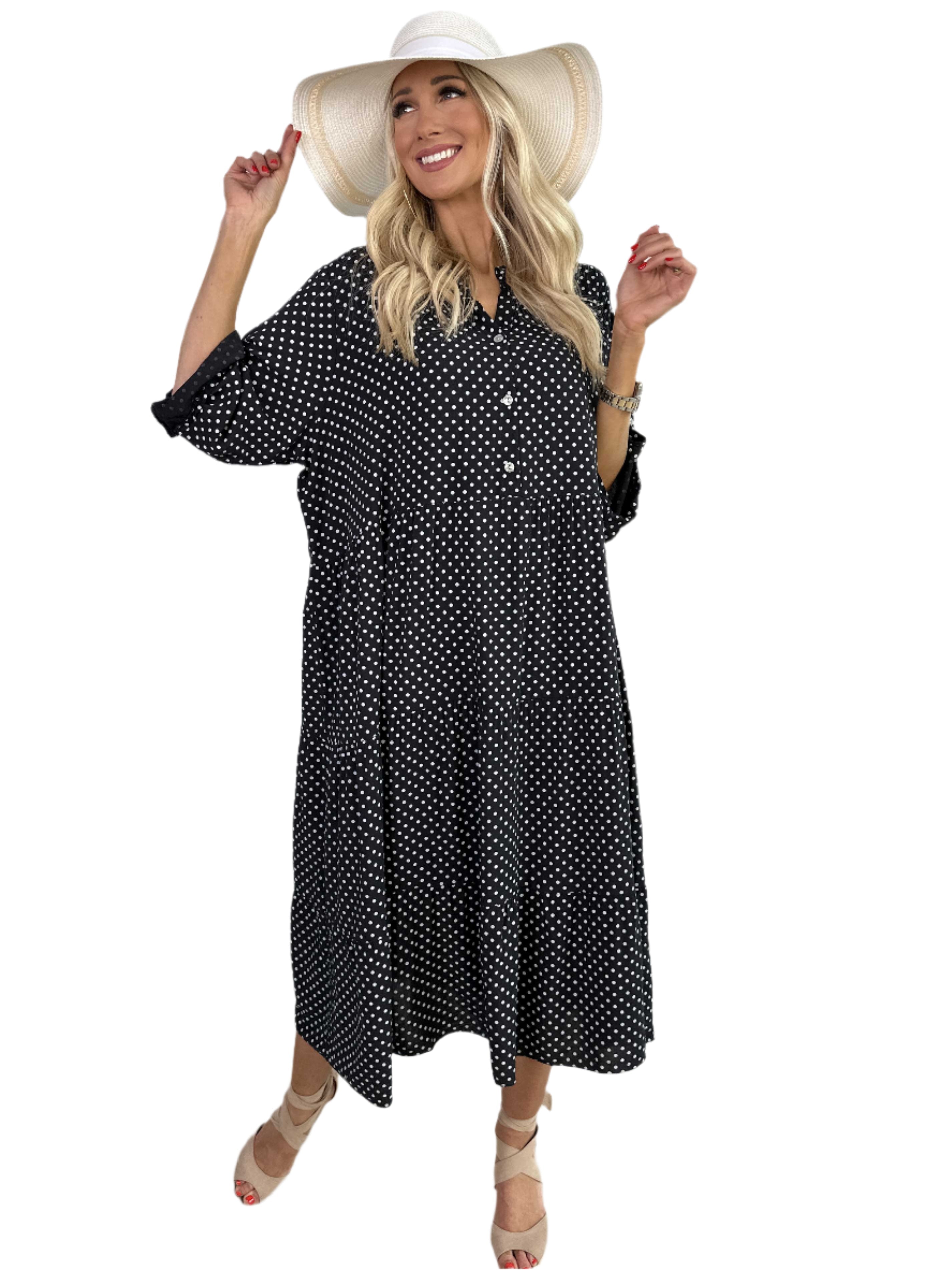 Margareth - Elegantes Punktemidikleid