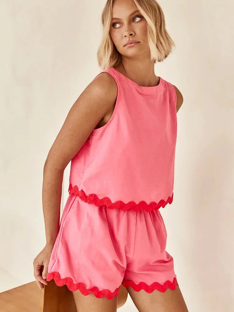 Karen - Ærmeløs top og shorts sæt