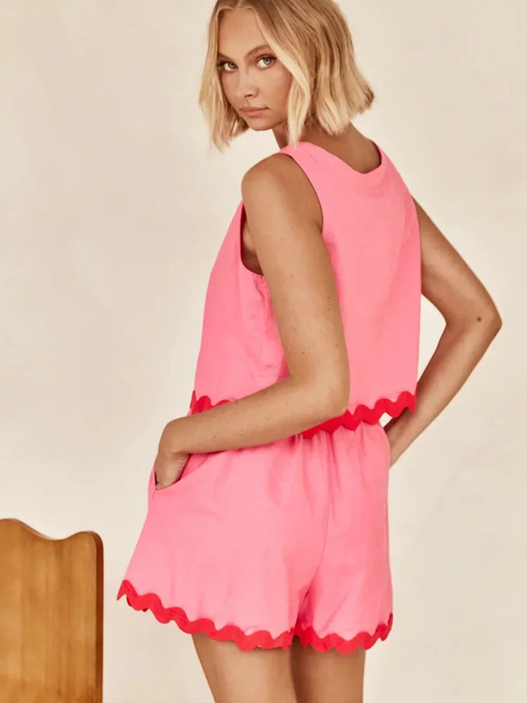 Karen - Ærmeløs top og shorts sæt