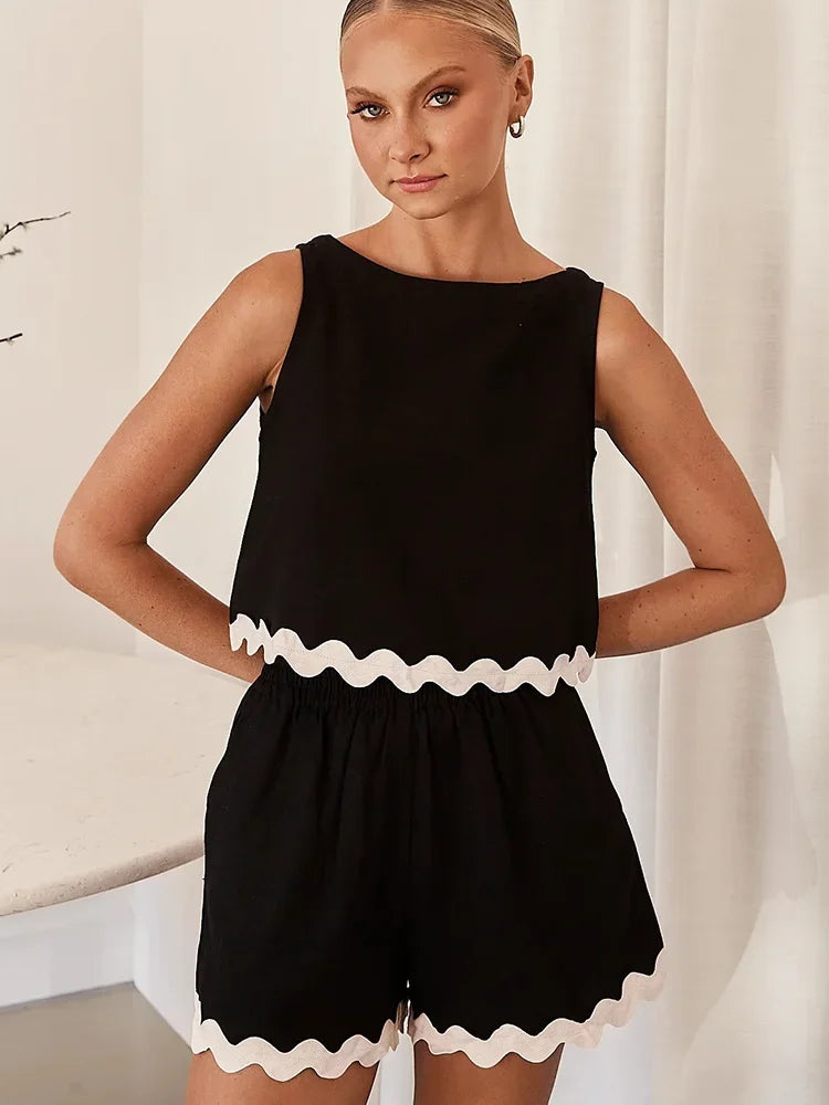 Karen - Ærmeløs top og shorts sæt