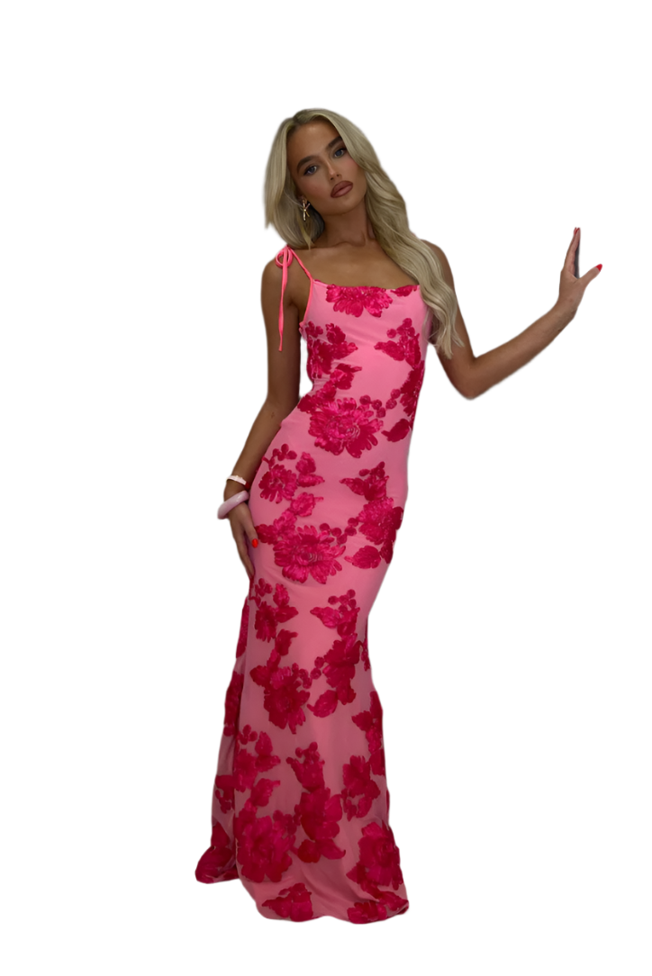 Anastasia - Vestido ajustado de flores con tirantes finos