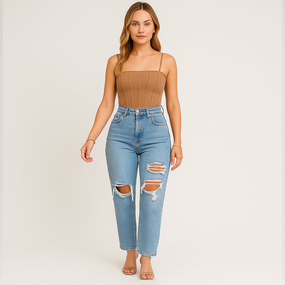 Dagmar - Hochgeschnittene gewaschene Jeans für Frauen