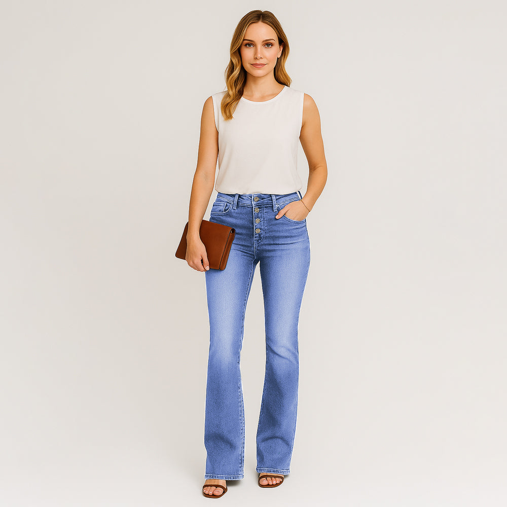 Noreen - Hochtaillierte Jeans mit Knöpfen