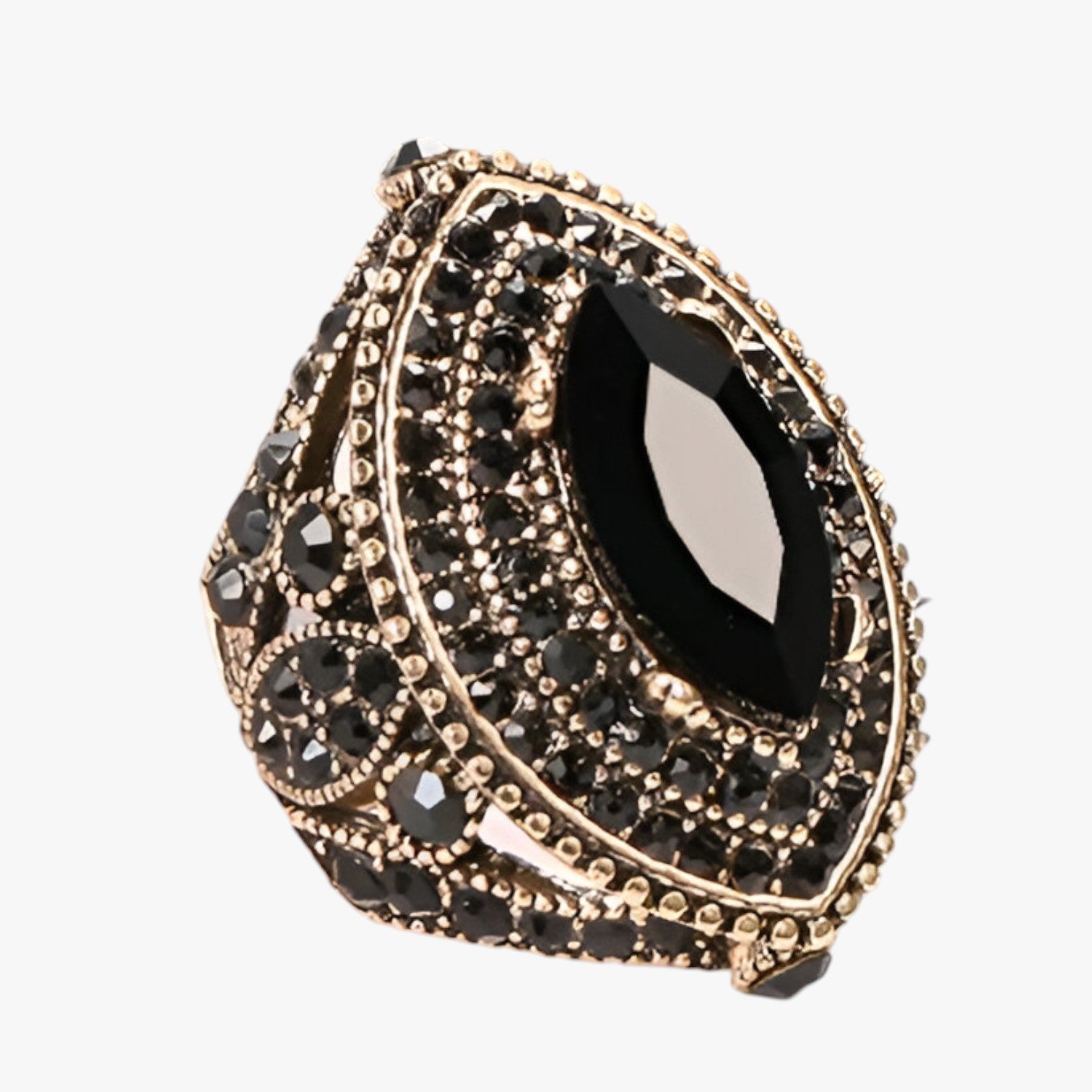 Isabella - Bohème-Ring im Vintage-Stil mit kühnem dunklen Muster in der Mitte