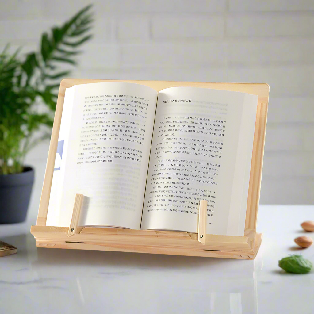 WoodCraft – Minimalistischer Buch- und Laptopständer aus hellem Holz