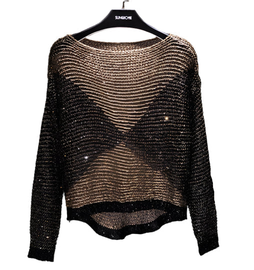 Ofelia - Glänzender geometrischer Cropped-Pullover