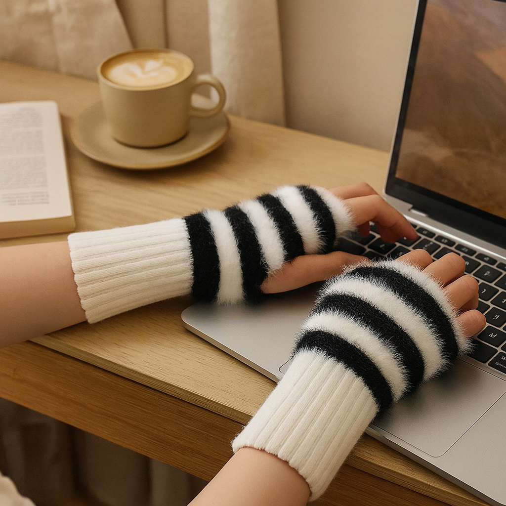 Heike | Guantes de punto de peluche sin dedos