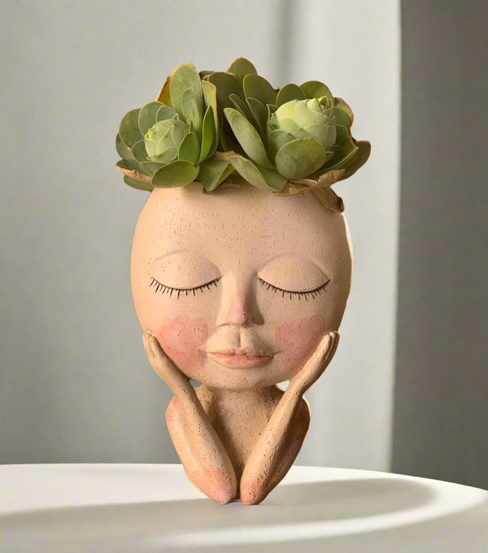 BloomCharm Künstlerischer Gesicht Pflanzgefäß – Stilvoller Dekorativer Blumentopf