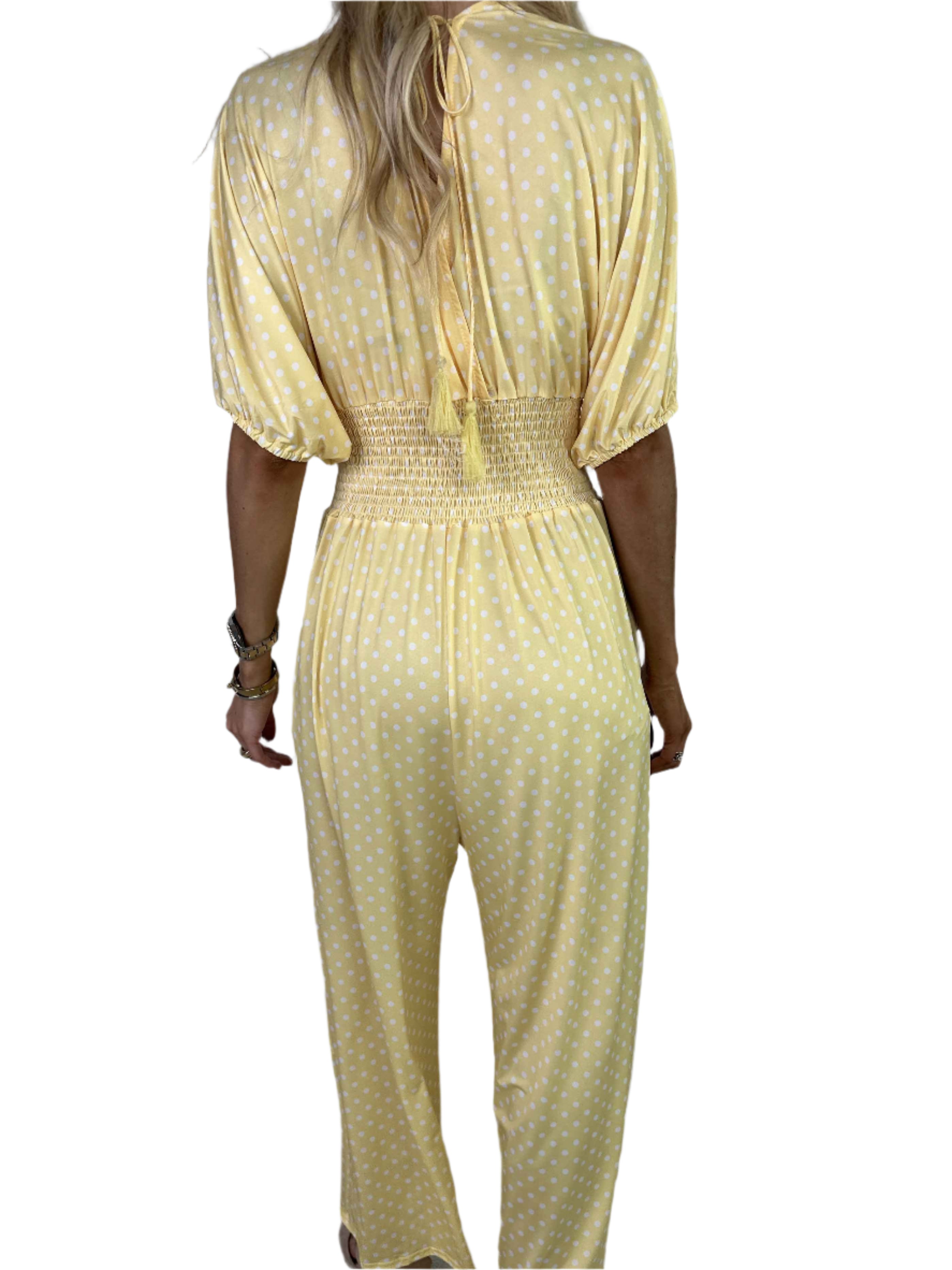 Cecilie - Eleganter Gepunkteter Stretch-Jumpsuit mit Klassischer Passform